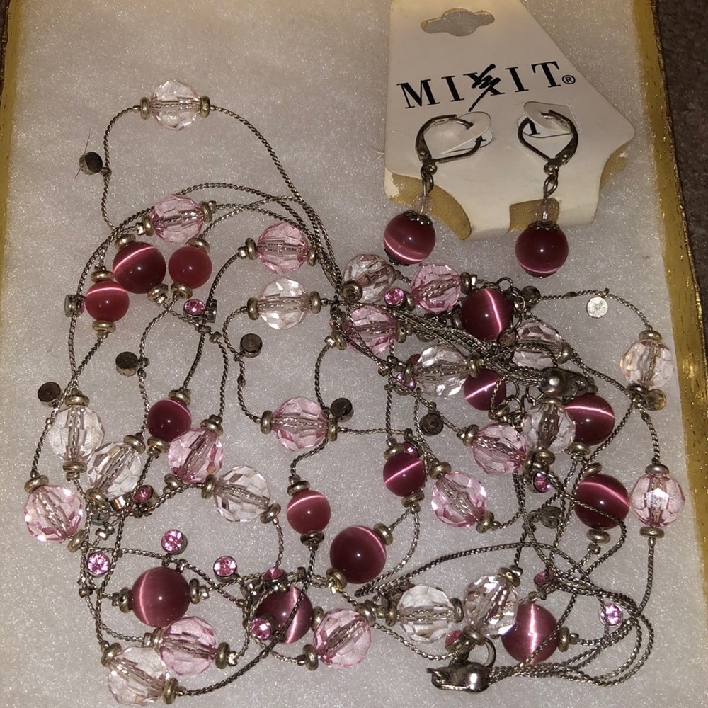 dusty pink jewelry set